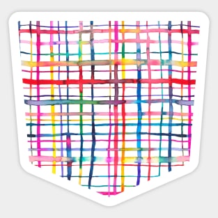 Pocket - Grid Checks Lines Watercolor Multicolored Sticker